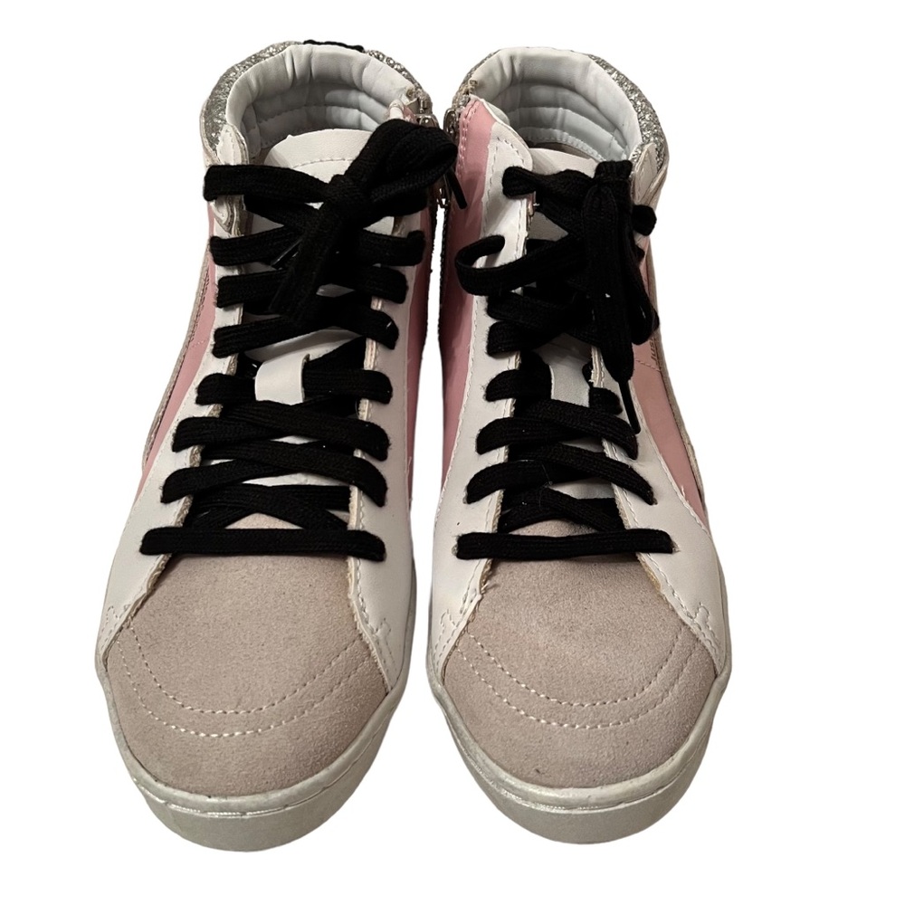 Justice Sport Hi Top Sneakers With Silver Sequins NWT Size 6